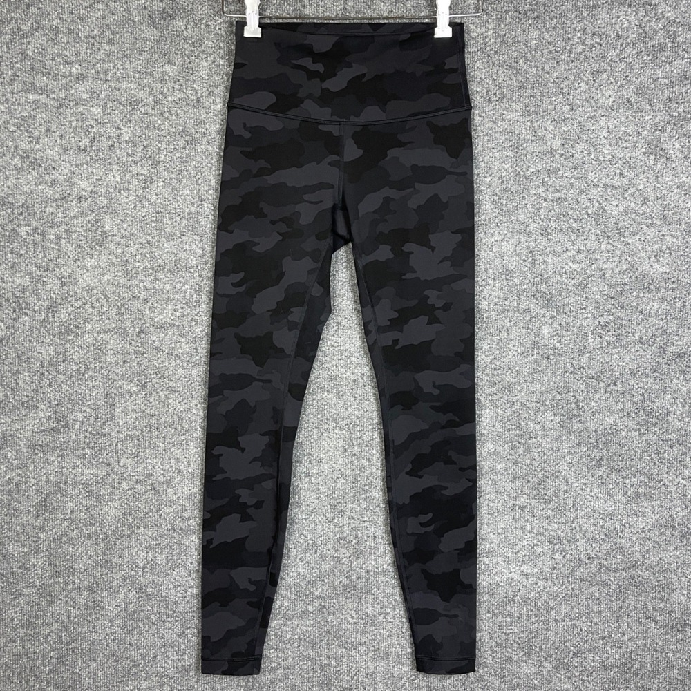 Lululemon Leggings Womens 4 Black Excellent Camo High Rise Full Length Yoga